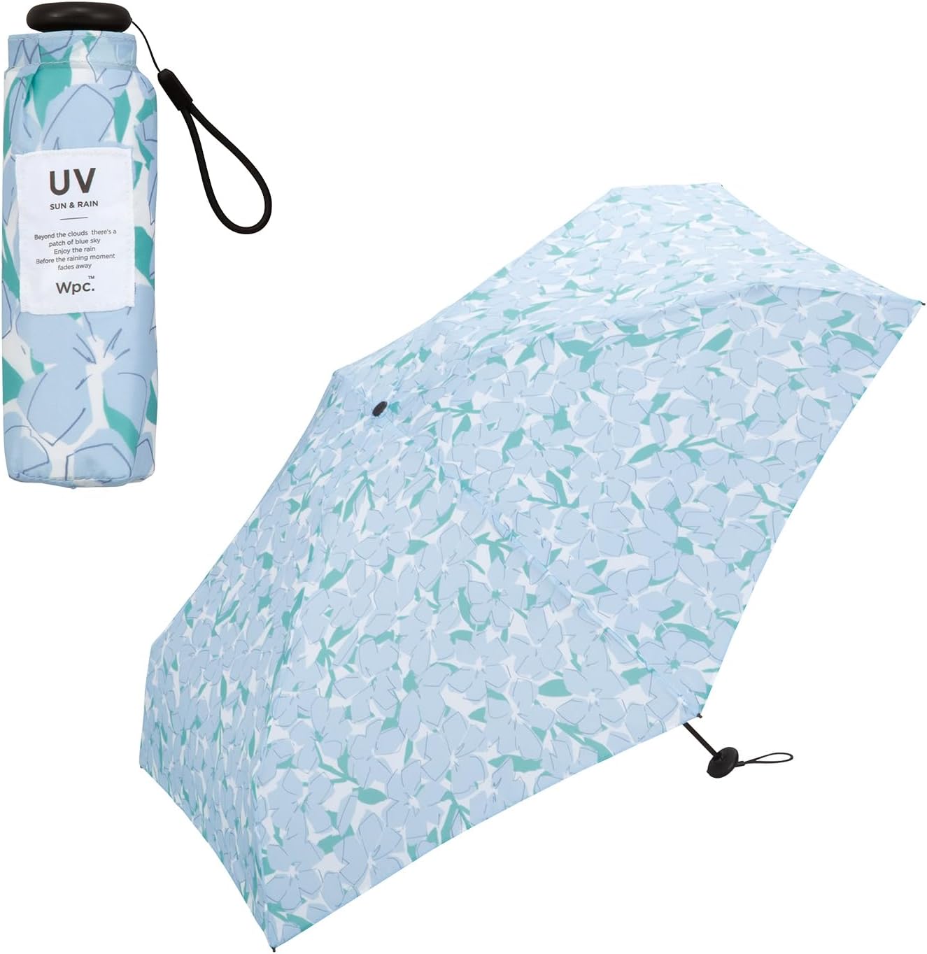 Wpc. Ultra Small Light Folding Umbrella, Baby Umbrella Blue Flowers 16cm 160g