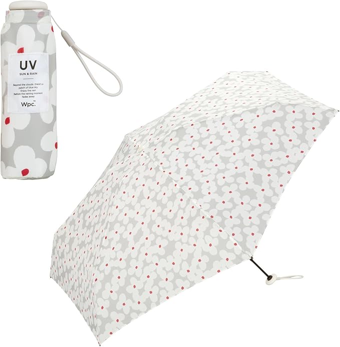 Wpc. Womens Ultra Small Light Folding Baby Umbrella Grey White Peony 16cm 160g