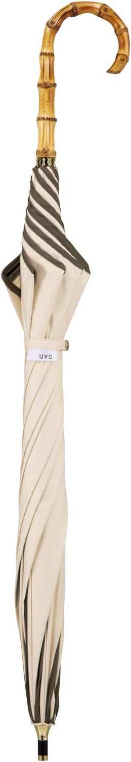 Cute Long Womens Beige Long Flower Umbrella UV 50+ Rain and Sun Proof 55cm