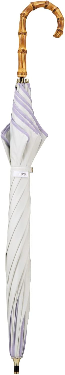 Cute Long Womens White Long Flower Umbrella UV 50+ Rain and Sun Proof 55cm