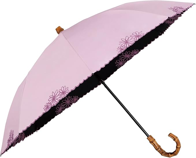 Luxury Womens Umbrella Embroidered Pink Blackout UV Rain Protection Folding 50cm