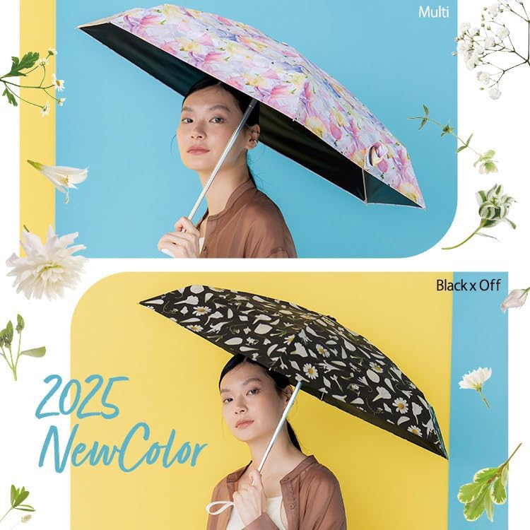 Wpc Mini Light Folding Umbrella Flowers Beige 17cm 200g UPF50+ UV Protect