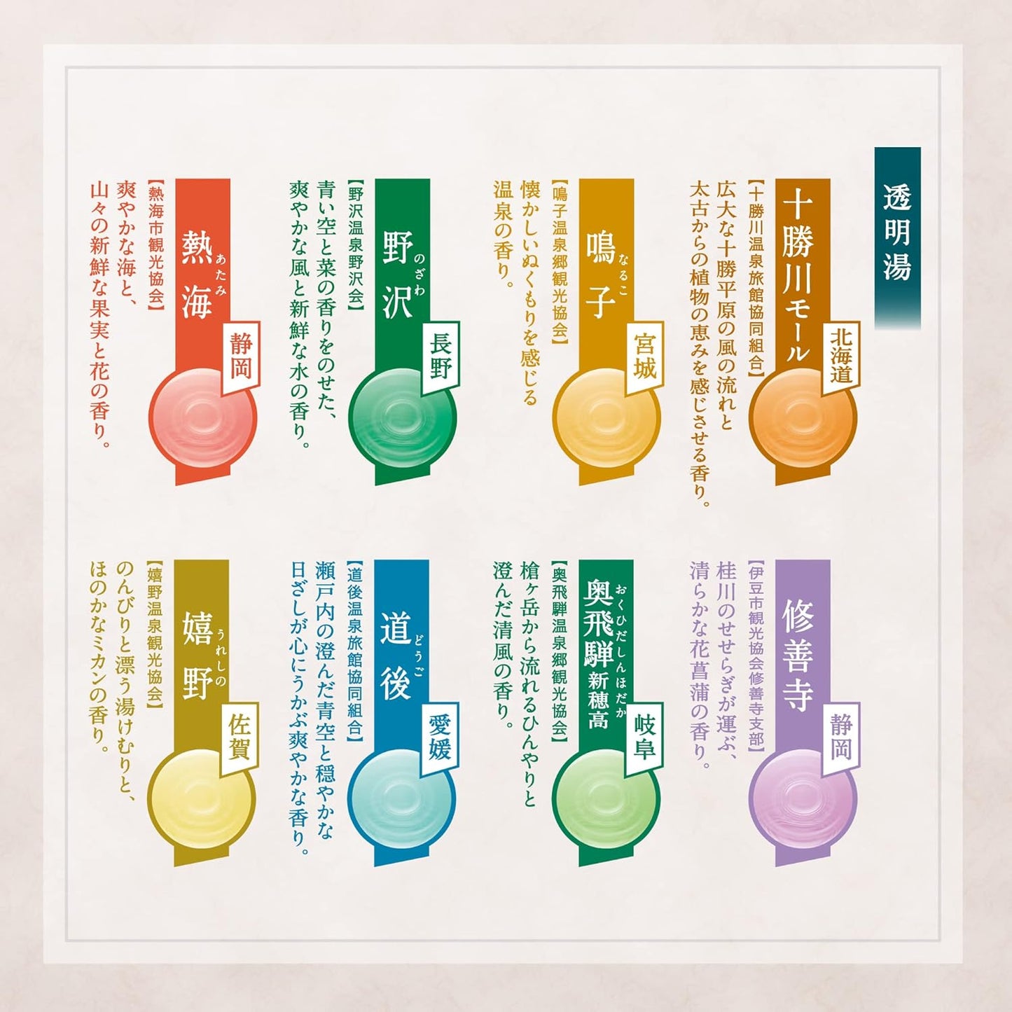 8 Japanese scented natural hot springs bath salts 420g (14 x 30g)