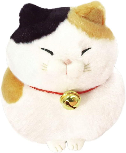 Amufun Bearded Manju Good Luck Cat Calico Maneki Neko Kawaii Stuffed Plush Toy