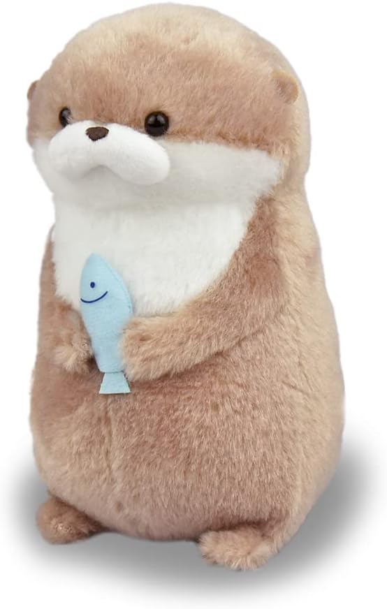 Amufun Cute Baby Otter Holding Fish Kawaii Stuffed Plush Toy