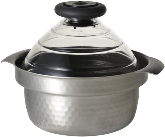 Hario GIS-200 Yukihara Rice Pot 2.8L Stainless Steel Glass Lid