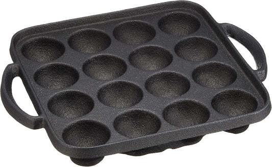 Ikenaga Iron Works 16-Cavity IH Compatible Cast Iron Takoyaki Pan