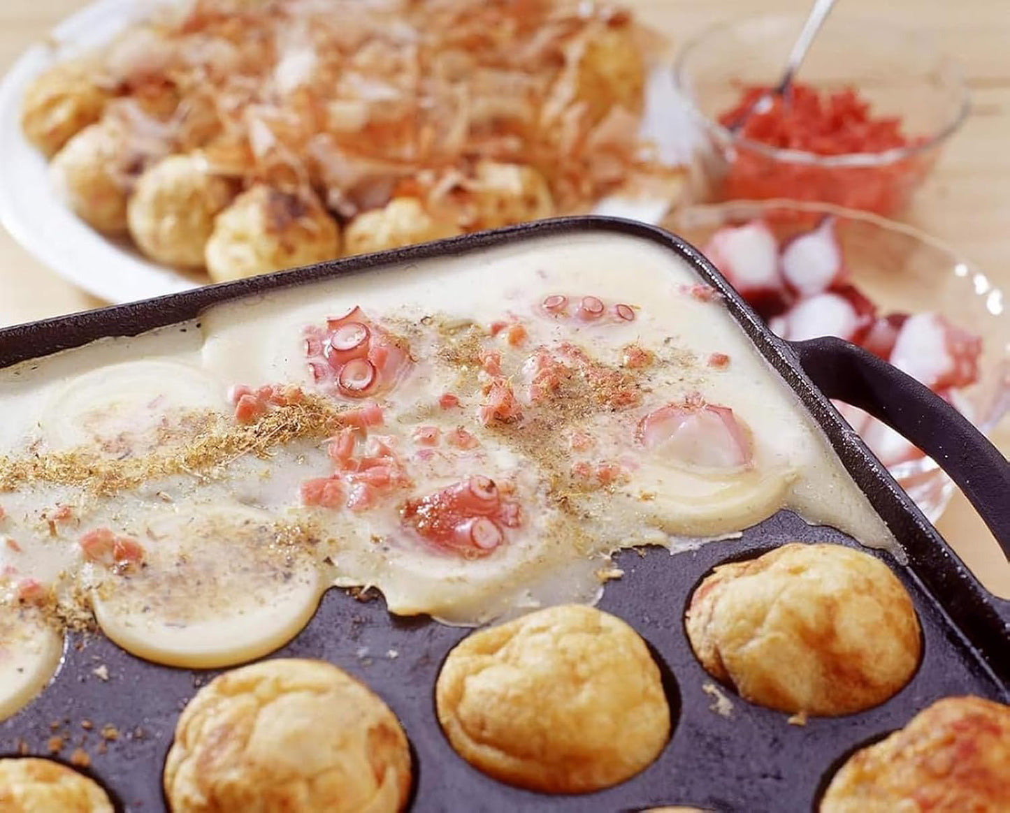 Ikenaga Iron Works 16-Cavity IH Compatible Cast Iron Takoyaki Pan