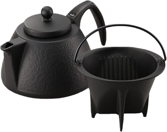 Iwachu Artisan Coffee Pot Set Black 0.75L IH Compatible Nambu Tekki