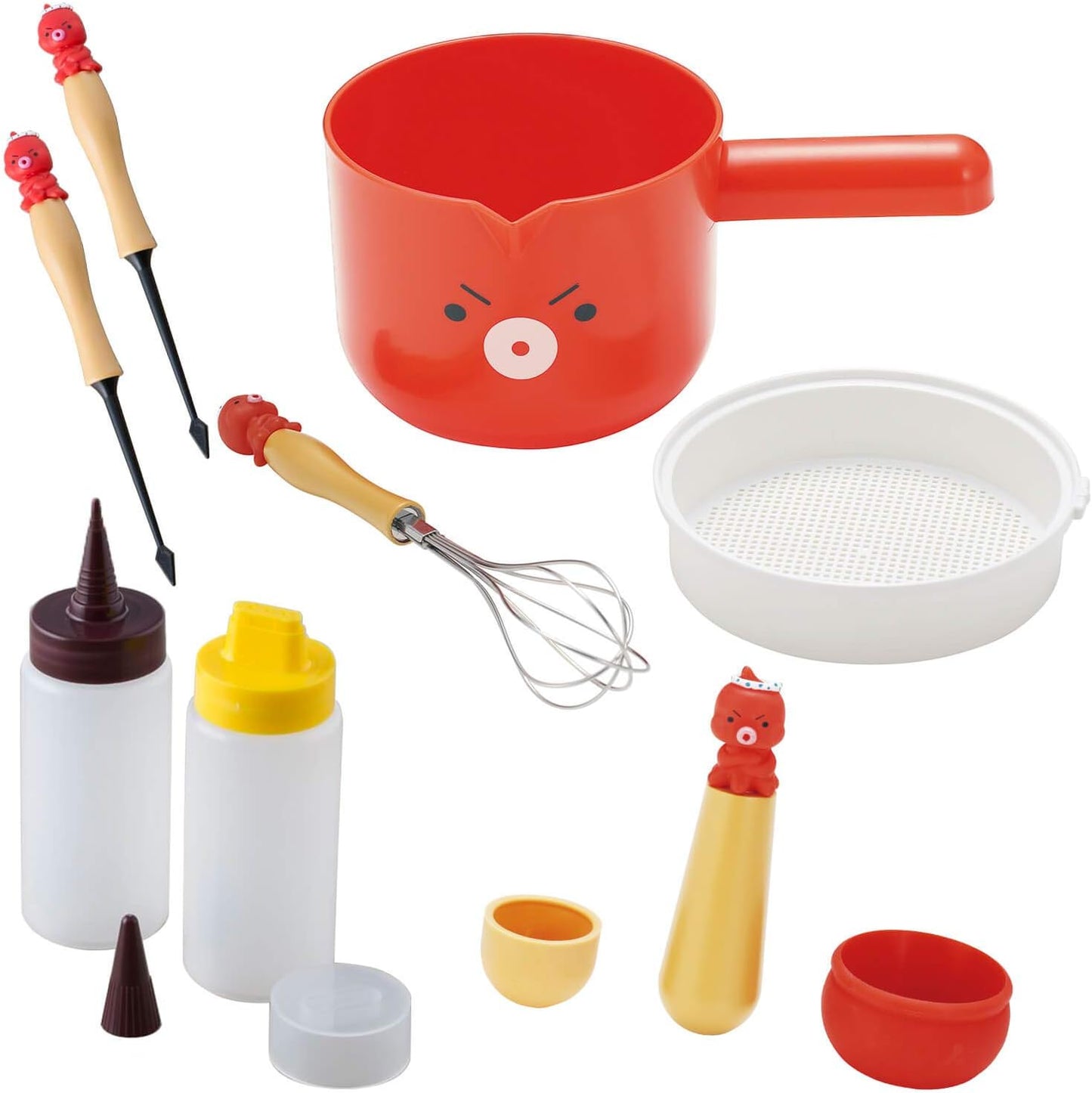 KAI Corporation Maido Hanpo Complete Kawaii Red Takoyaki Making Kit For Octopus Balls