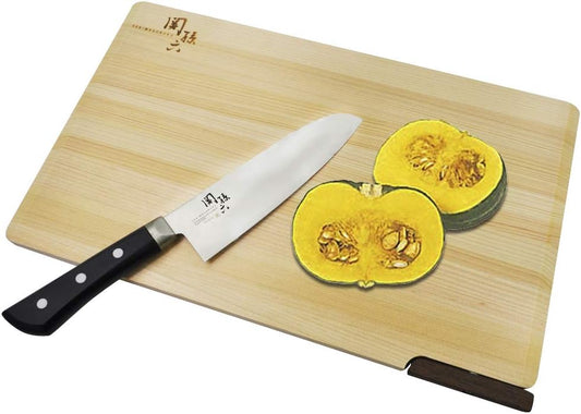 KAI Seki Magoroku Hinoki Wood Chopping Board with Stand 39 x 24 cm