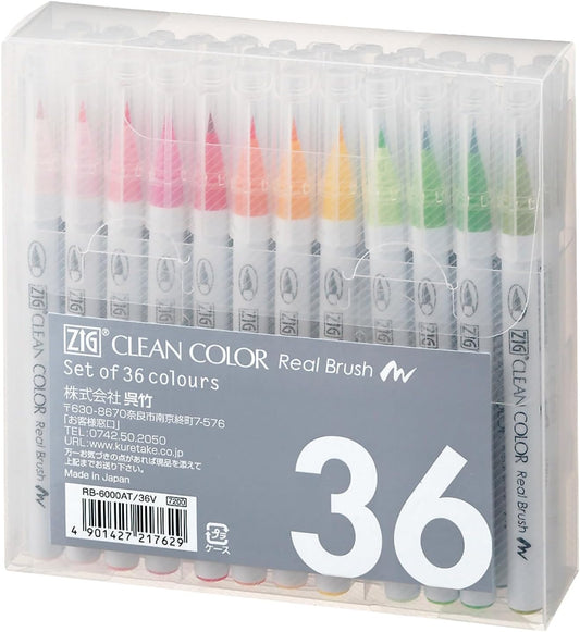 Kuretake Brush Pen Aqueous ZIG Clean Colour Real Brush Set of 36