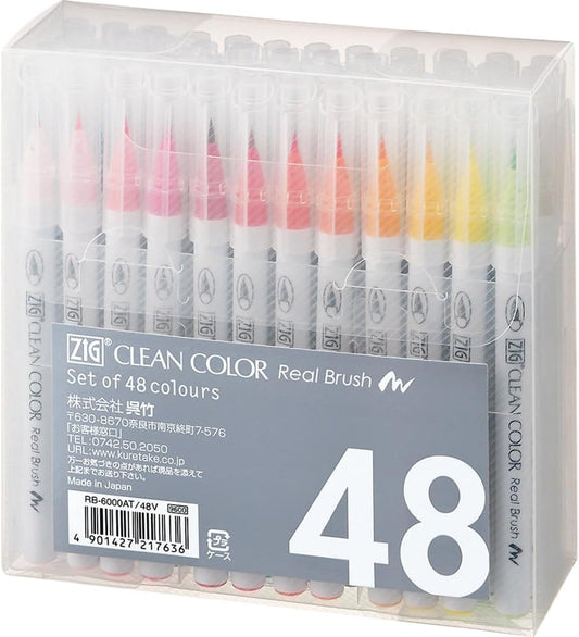 Kuretake Brush Pen Aqueous ZIG Clean Colour Real Brush Set of 48