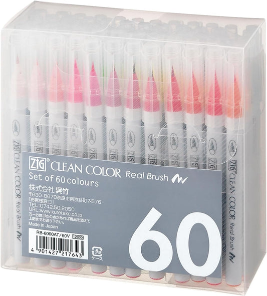 Kuretake Brush Pen Aqueous ZIG Clean Colour Real Brush Set of 60