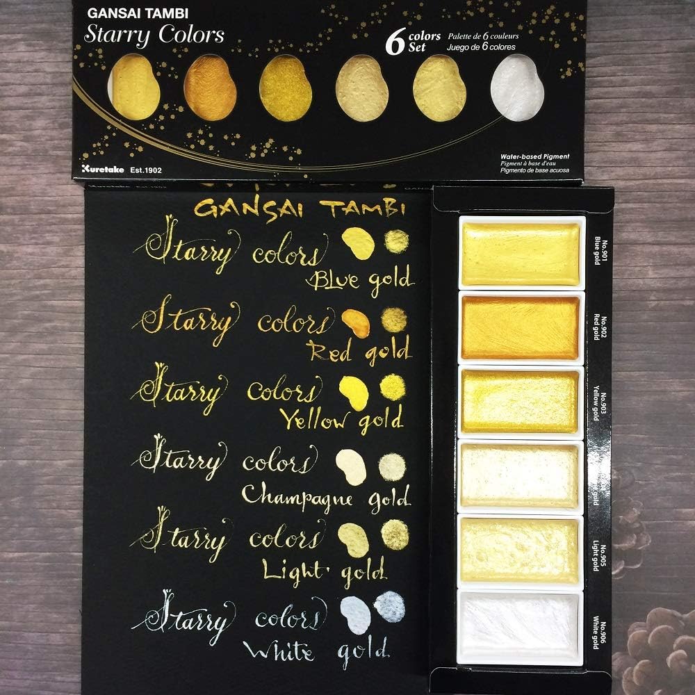 Kuretake Gansai Tambi Starry Colours Set of 6 Watercolour Paints