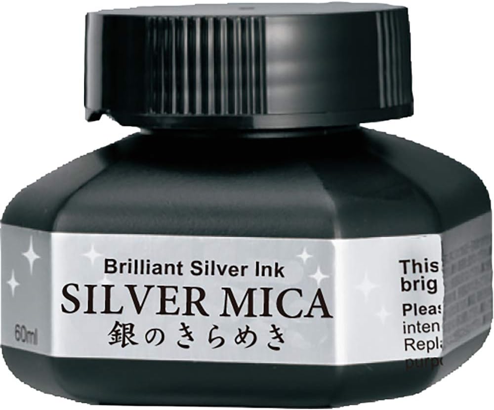 Kuretake Premium Japanese Calligraphy Metallic Silver MICA Ink 60ml for Pro Art