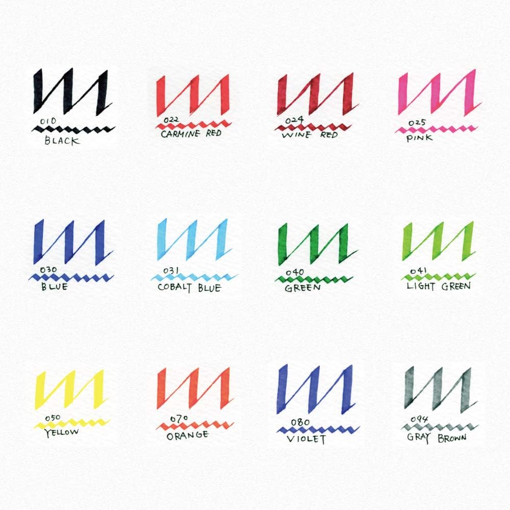 Kuretake Water-based Pen ZIG Calligraphy Beginners Set 12 Colors