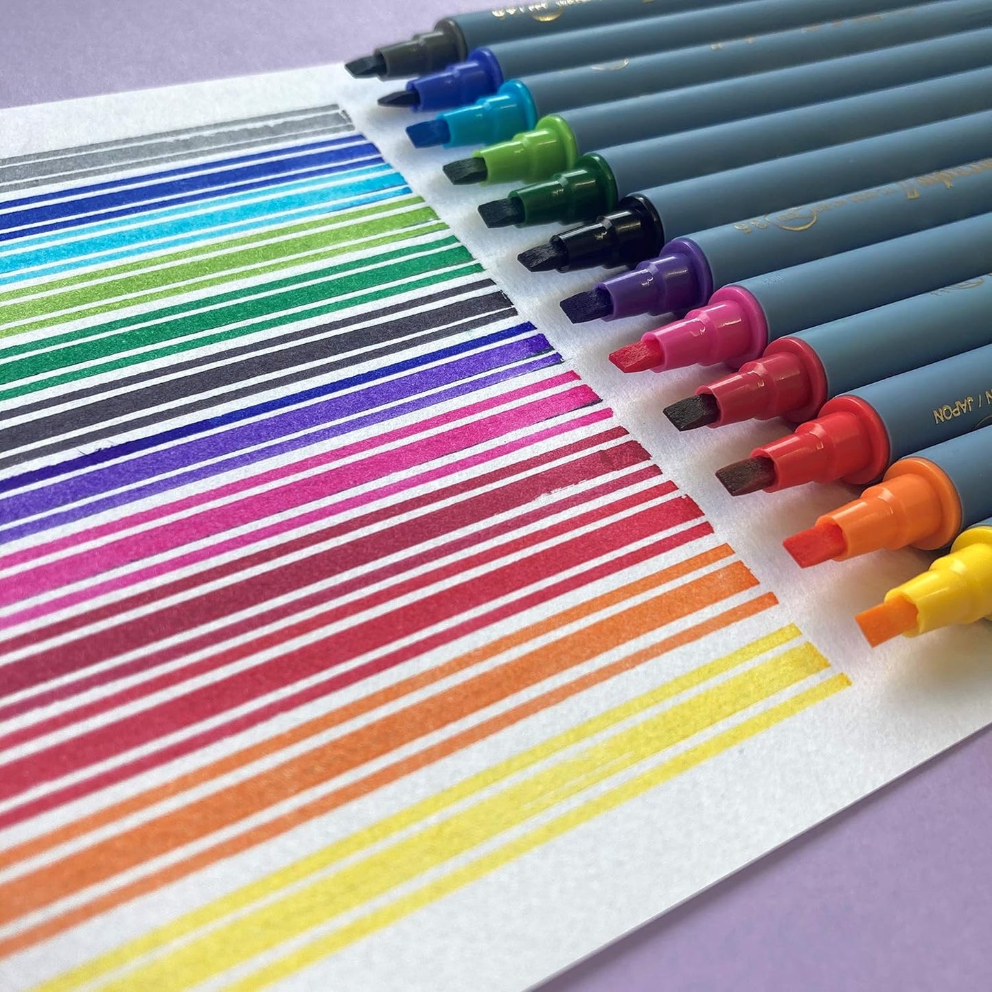Kuretake Water-based Pen ZIG Calligraphy Beginners Set 12 Colors
