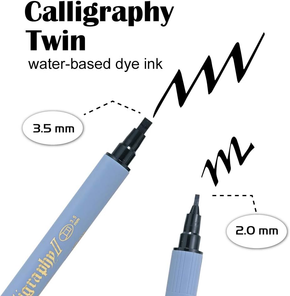 Kuretake Water-based Pen ZIG Calligraphy Beginners Set 12 Colors