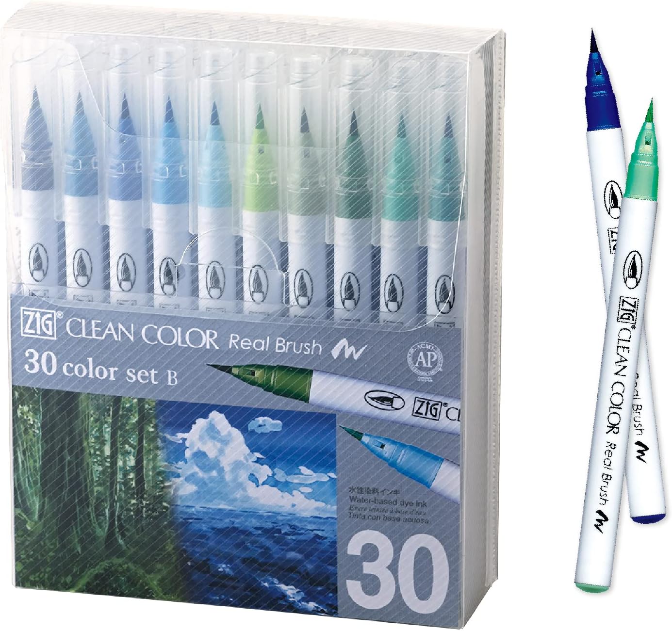 Kuretake ZIG Clean Color Real Brush Watercolour Set of 30 RB-6000AT/30VB