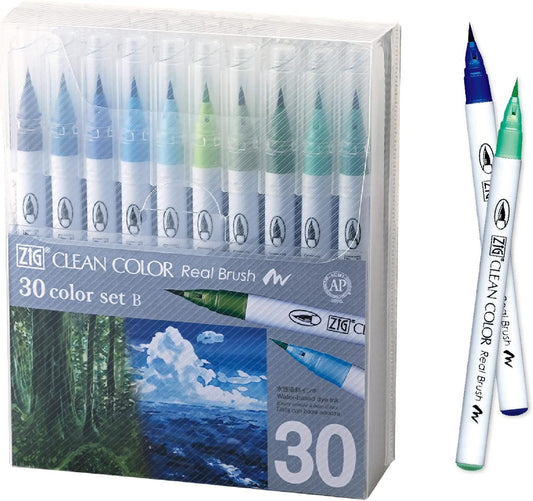 Kuretake ZIG Clean Color Real Brush Watercolour Set of 30 RB-6000AT/30VB