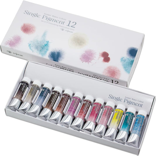 Kusakabe Artist's Watercolour Set 12 Single Pigment Granulation Paints