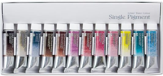 Kusakabe Artist's Watercolour Set 12 Single Pigment Granulation Paints