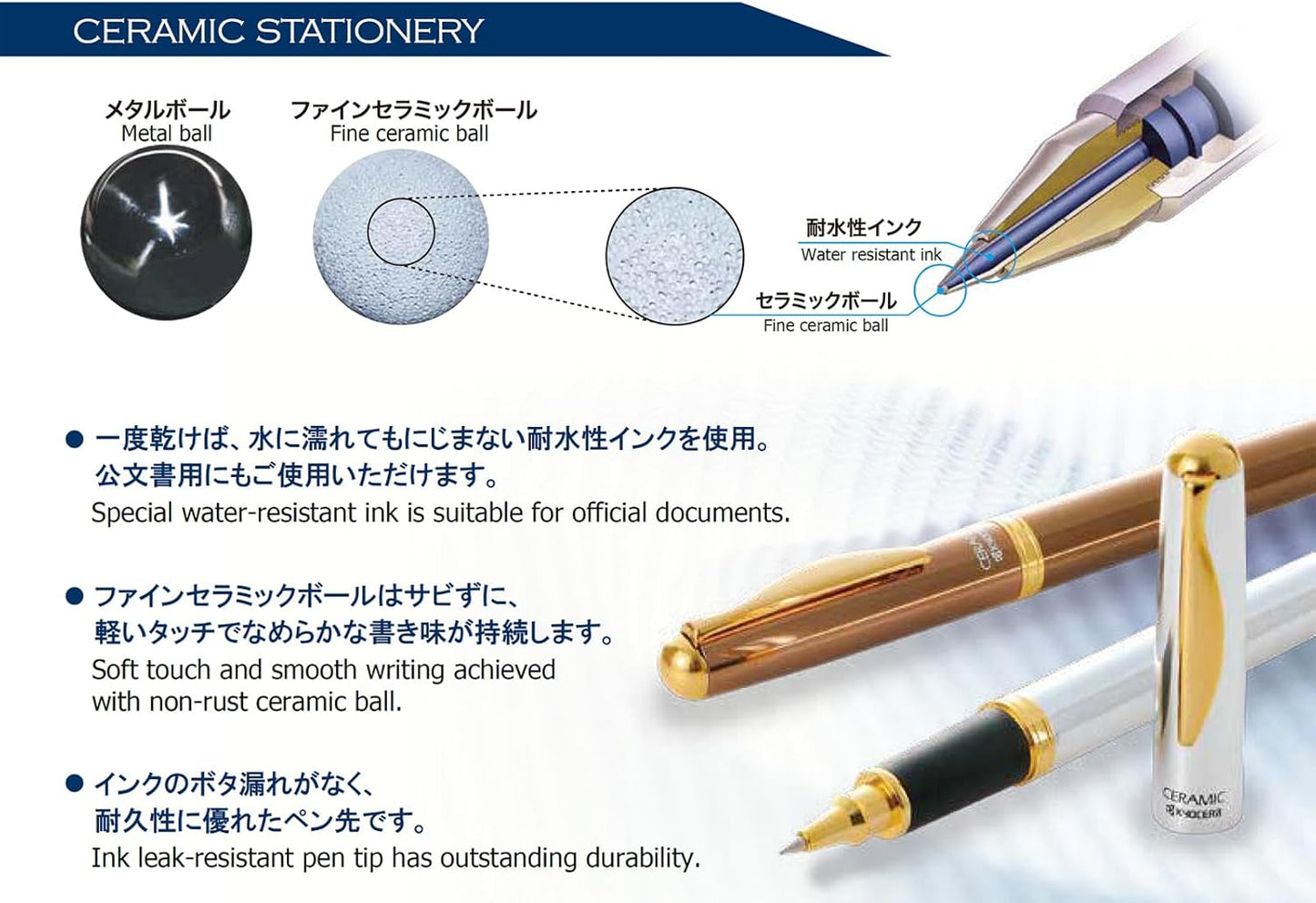 Kyocera Ballpoint Pen Water-based Nib Ceramic Ball KCB-2BR-AZ