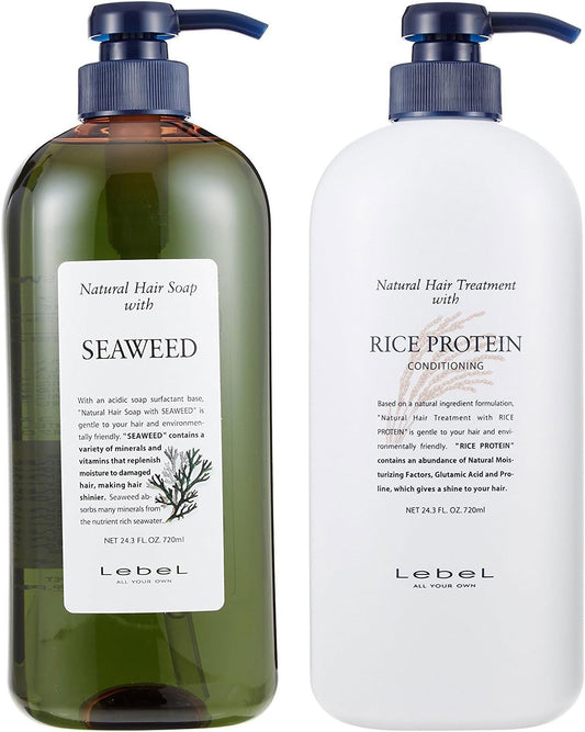 LebeL Natural Hair Soap Seaweed & Natural Hair Treatment Rice Protein 720ml each