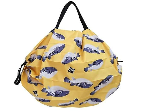 MARNA Shupatto Compact Bag Eco Bag Folding S size Yellow Pufferfish Shape