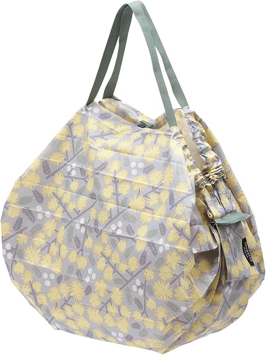 MARNA Shupatto Compact Bag Eco Bag Folding  L size Grey Yellow Floral 40L
