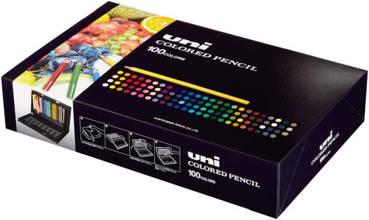 Mitsubishi Pencil Uni Colored Pencils 100-Color Set For Professional Use High-Grade Pigment Wax