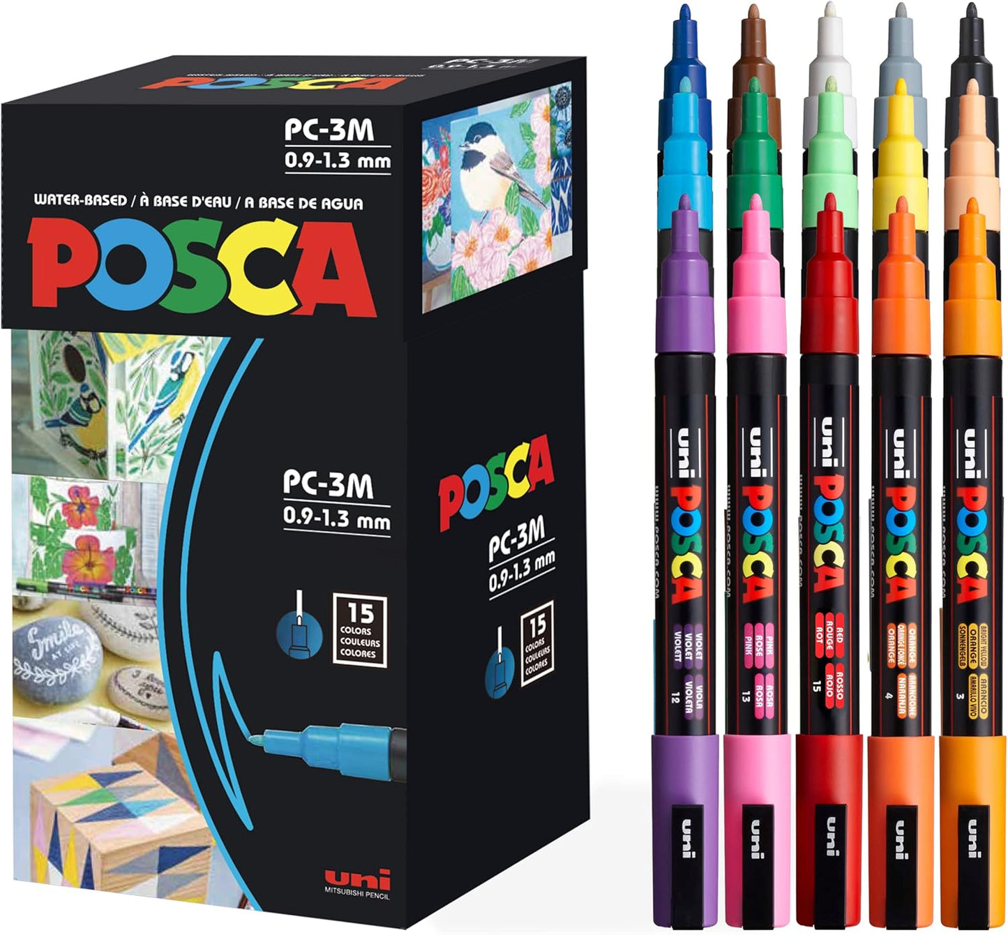 Mitsubishi Uni-Ball Uni POSCA Fine-Tip PC-3M Art 15 Paint Markers