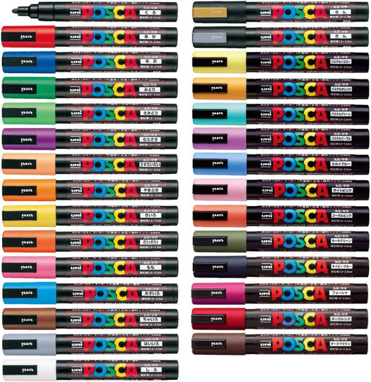 Mitsubishi Uni POSCA Medium Round Point All-Purpose 29-Colour Set PC-5M