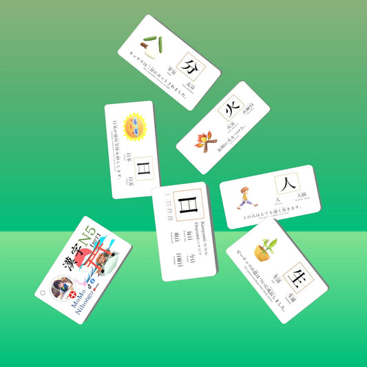 MoMo Nihongo Japanese Kanji 80 Flashcards JLPT N5 Beginners English Translation
