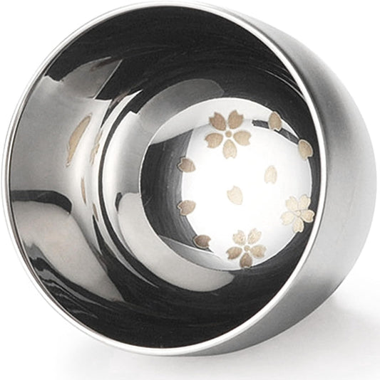 Nagao Guinomi Sakura Japanese Sake Cup Stainless Steel 6x5 cm
