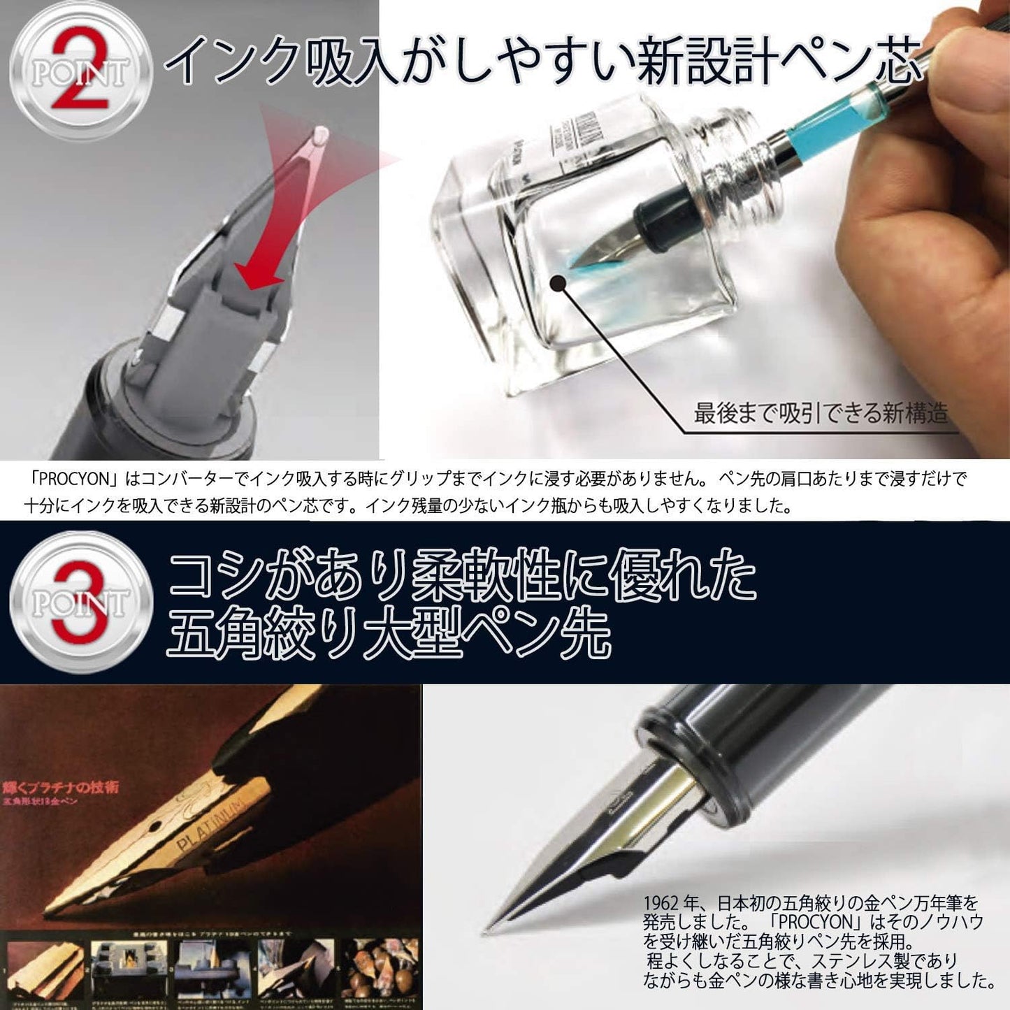 Platinum Procyon Fountain Pen Deep Sea Medium Nib PNS-5000#50-3