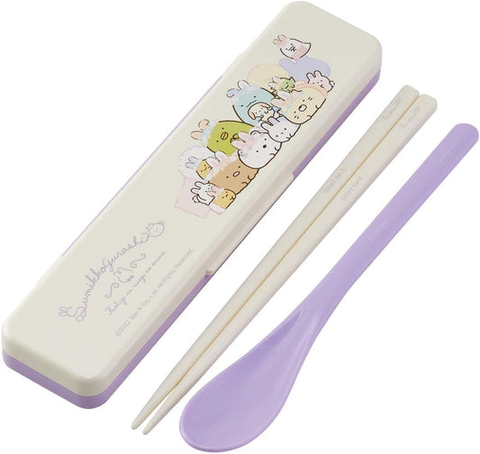 SKATER Sumikko Gurashi Lunch Combi Set Chopsticks, Spoon & Case 6.5 inches