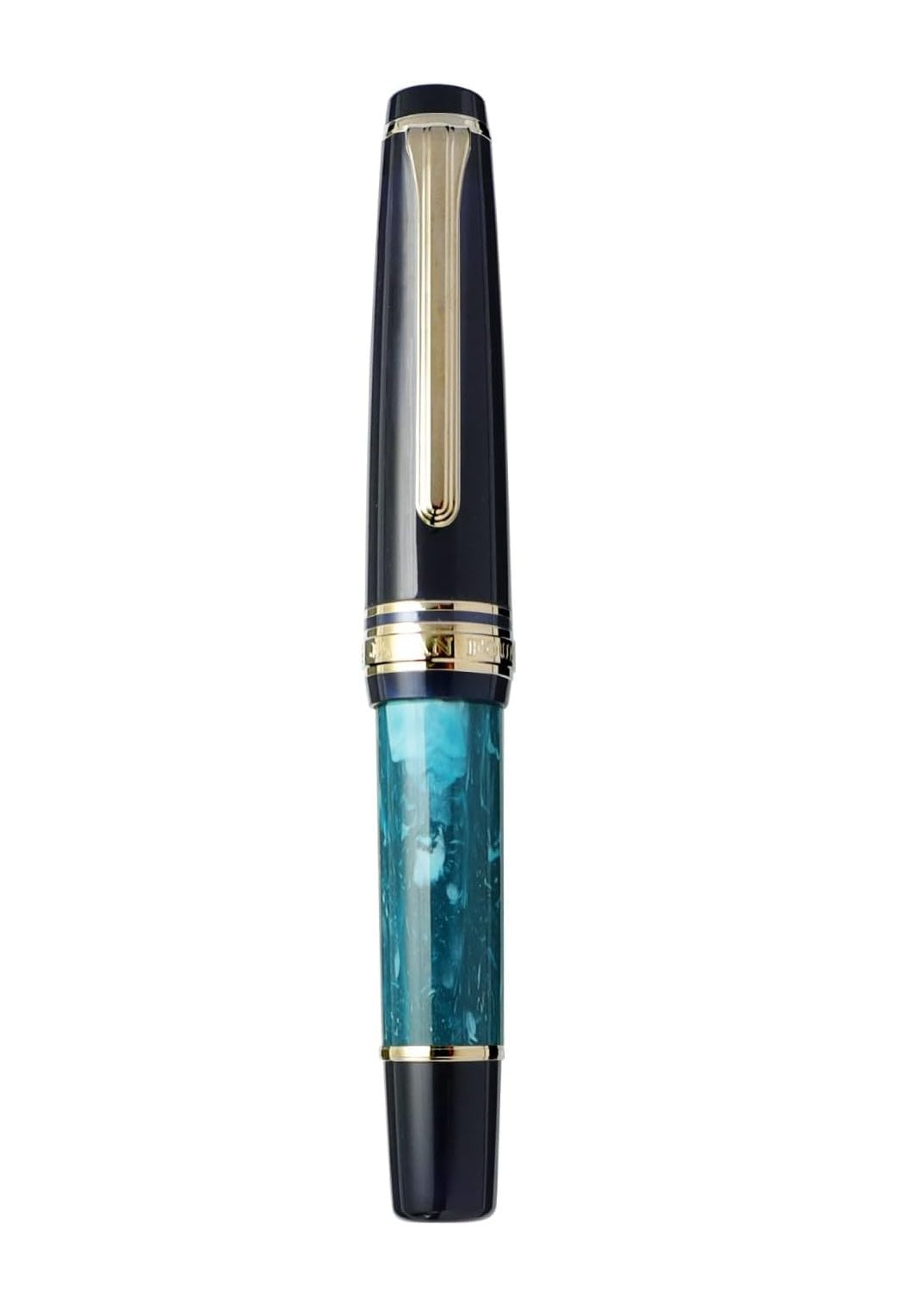 Sailor Professional Gear Slim Mini Rencontre Fountain Pen Medium Fine 14K Nib La Mer The Sea Black Azure Blue 11-2231-360