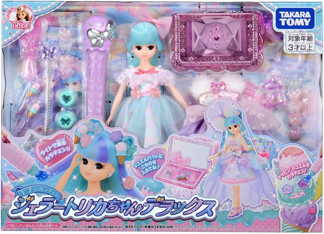 Takara Tomy Licca-chan Kiratto Karachen Gelato Colour Change Deluxe Set