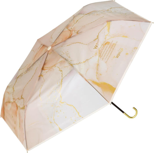 Wpc Mini Light Vinyl Folding Umbrella Alcohol Ink Art Peach Gold 29cm 195g