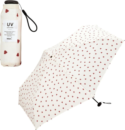 Wpc. Ultra Small Light Folding Umbrella, Baby Umbrella Cream Red Heart 16cm 160g
