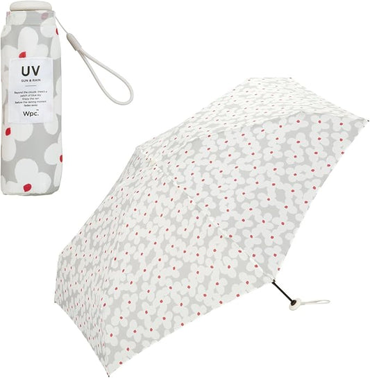 Wpc. Womens Ultra Small Light Folding Baby Umbrella Grey White Peony 16cm 160g