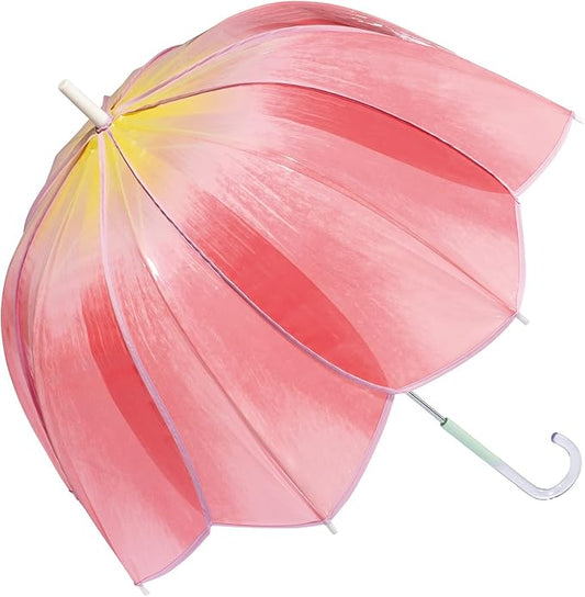 WPC. Cute Womens Pink Tulip Shaped Long Glossy Umbrella Adult