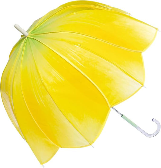 WPC. Cute Womens Yellow Tulip Shaped Long Glossy Umbrella Adult