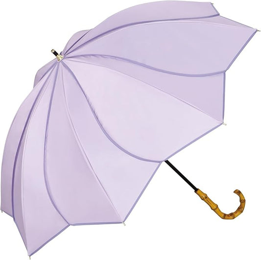 Cute Womens Lavender Long Flower Umbrella UV 50+ Rain and Sun Proof 55cm
