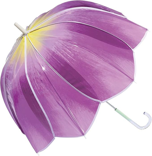 WPC. Cute Womens Purple Tulip Shaped Long Glossy Umbrella Adult