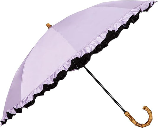 Luxury Womens Umbrella Frill Lavender Blackout UV Rain Protection Folding 50cm